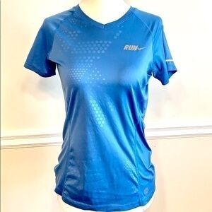 NIKE Running Dri-Fit Short Sleeves Blue Top S